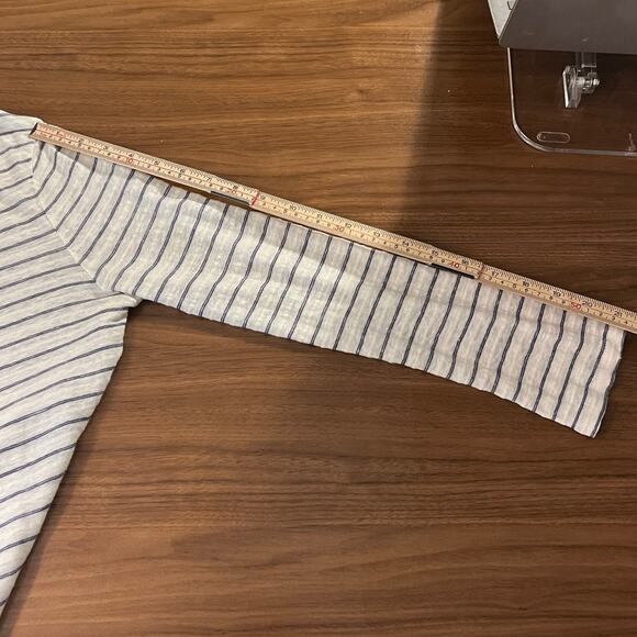 A.P.C. White Striped Linen Cotton Blend Long Sleeve Tee Size Small - Picture 5 of 9